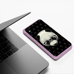 Чехол iPhone XS Max матовый Умная панда, цвет: 3D-сиреневый — фото 2