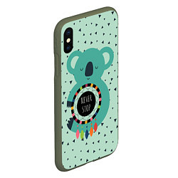 Чехол iPhone XS Max матовый Мечтающая коала, цвет: 3D-темно-зеленый — фото 2