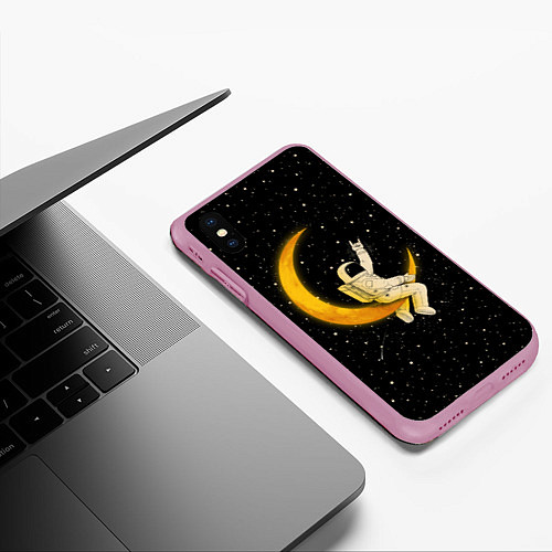 Чехол iPhone XS Max матовый Лунный наездник / 3D-Розовый – фото 3