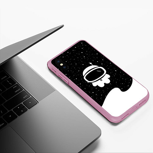 Чехол iPhone XS Max матовый Маленький космонавт / 3D-Розовый – фото 3