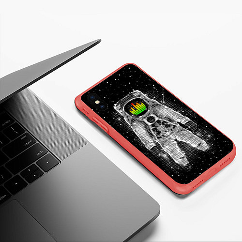 Чехол iPhone XS Max матовый Музыкальный космонавт / 3D-Красный – фото 3
