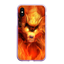 Чехол iPhone XS Max матовый Fire Wolf, цвет: 3D-сиреневый