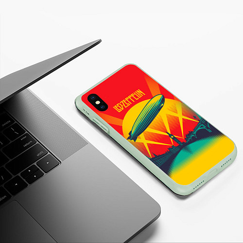 Чехол iPhone XS Max матовый Led Zeppelin: Hindenburg / 3D-Салатовый – фото 3