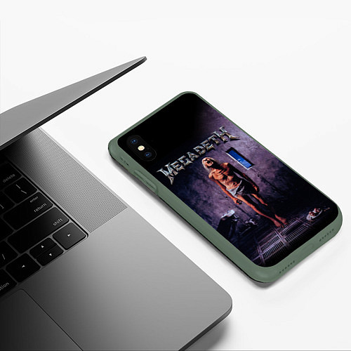 Чехол iPhone XS Max матовый Megadeth: Madness / 3D-Темно-зеленый – фото 3