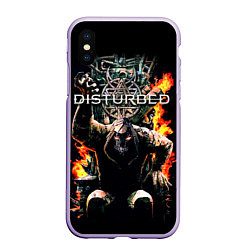Чехол iPhone XS Max матовый Disturbed: Flame Throne, цвет: 3D-светло-сиреневый