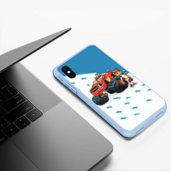 Чехол iPhone XS Max матовый Вспыш и чудо-машинки, цвет: 3D-голубой — фото 2