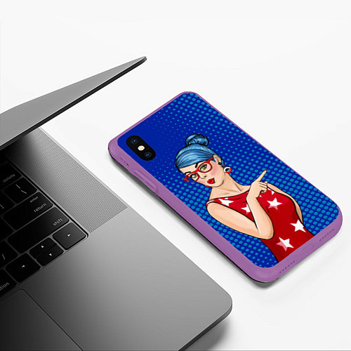 Чехол iPhone XS Max матовый Pop Art Girl / 3D-Фиолетовый – фото 3