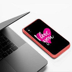 Чехол iPhone XS Max матовый Valentines Day, I Iove you, цвет: 3D-красный — фото 2