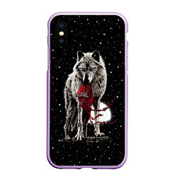 Чехол iPhone XS Max матовый Серый волк, цвет: 3D-сиреневый