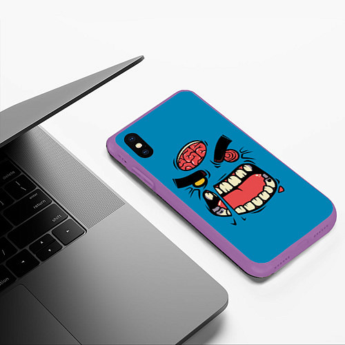 Чехол iPhone XS Max матовый Angry Zombie / 3D-Фиолетовый – фото 3