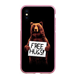 Чехол iPhone XS Max матовый Медвежьи обьятия, цвет: 3D-розовый