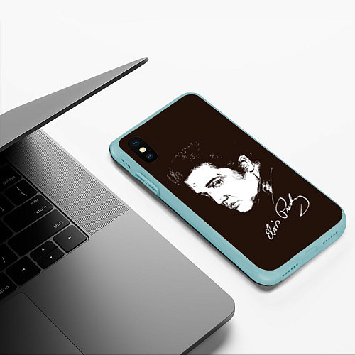 Чехол iPhone XS Max матовый Elvis Presley / 3D-Мятный – фото 3