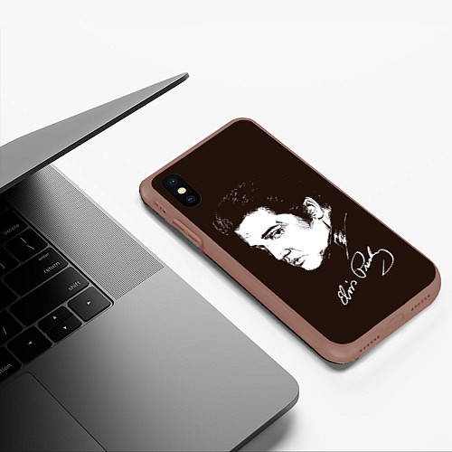 Чехол iPhone XS Max матовый Elvis Presley / 3D-Коричневый – фото 3