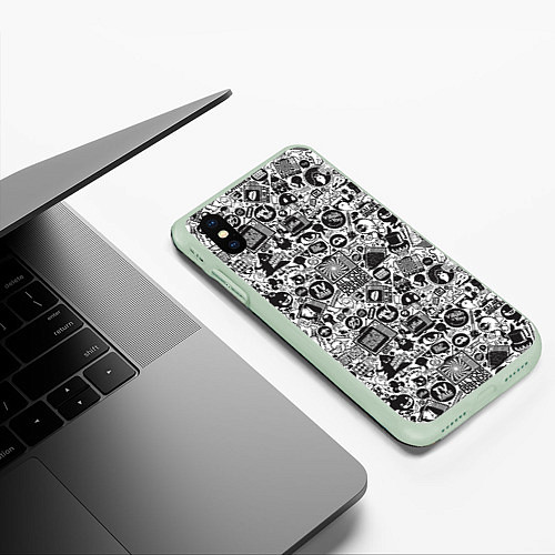 Чехол iPhone XS Max матовый Стикербомбинг / 3D-Салатовый – фото 3