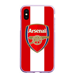 Чехол iPhone XS Max матовый Arsenal FC: Red line, цвет: 3D-сиреневый