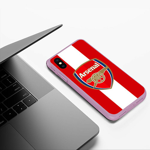 Чехол iPhone XS Max матовый Arsenal FC: Red line / 3D-Сиреневый – фото 3