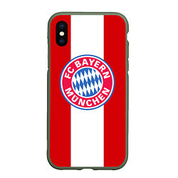 Чехол iPhone XS Max матовый Bayern FC: Red line, цвет: 3D-темно-зеленый