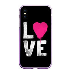 Чехол iPhone XS Max матовый Love Heart, цвет: 3D-сиреневый