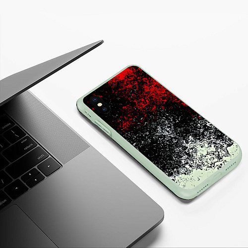 Чехол iPhone XS Max матовый Взрыв красок / 3D-Салатовый – фото 3