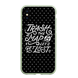 Чехол iPhone XS Max матовый Trash the Map, цвет: 3D-салатовый