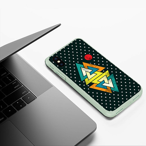 Чехол iPhone XS Max матовый Геометрия природы / 3D-Салатовый – фото 3