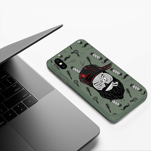 Чехол iPhone XS Max матовый Барбер Борода / 3D-Темно-зеленый – фото 3