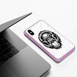 Чехол iPhone XS Max матовый Рык гориллы, цвет: 3D-сиреневый — фото 2