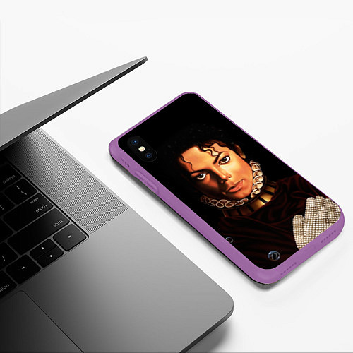 Чехол iPhone XS Max матовый Король Майкл Джексон / 3D-Фиолетовый – фото 3