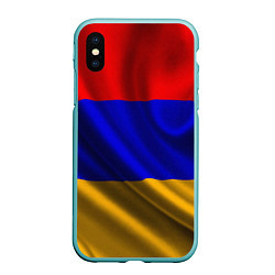 Чехол iPhone XS Max матовый Флаг Армения, цвет: 3D-мятный