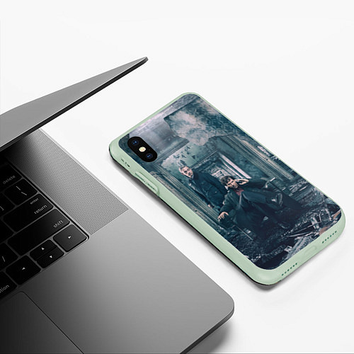 Чехол iPhone XS Max матовый Шерлок и Ватсон / 3D-Салатовый – фото 3