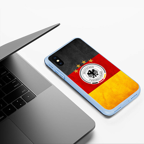 Чехол iPhone XS Max матовый Сборная Германии / 3D-Голубой – фото 3