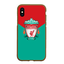 Чехол iPhone XS Max матовый Liverpool: Green style, цвет: 3D-коричневый