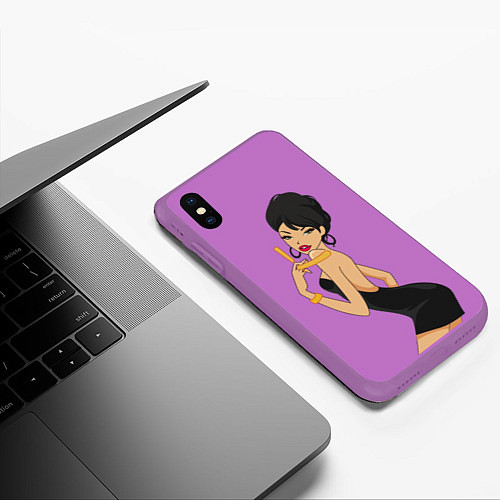 Чехол iPhone XS Max матовый LADY BARBER / 3D-Фиолетовый – фото 3