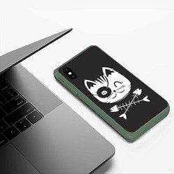 Чехол iPhone XS Max матовый Кот пират, цвет: 3D-темно-зеленый — фото 2