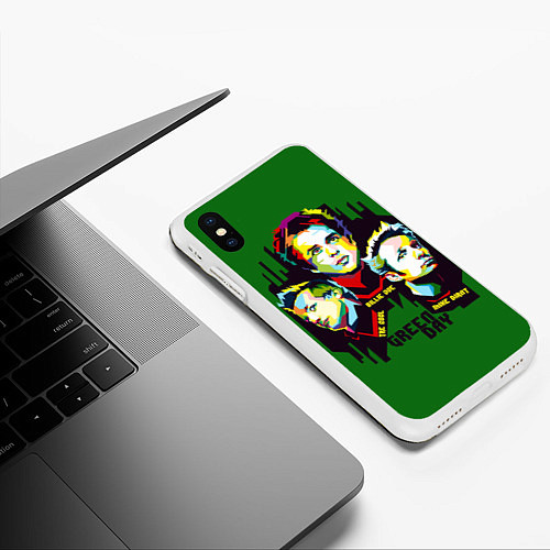 Чехол iPhone XS Max матовый Green Day: Trio / 3D-Белый – фото 3