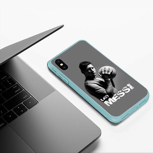 Чехол iPhone XS Max матовый Leo Messi / 3D-Мятный – фото 3