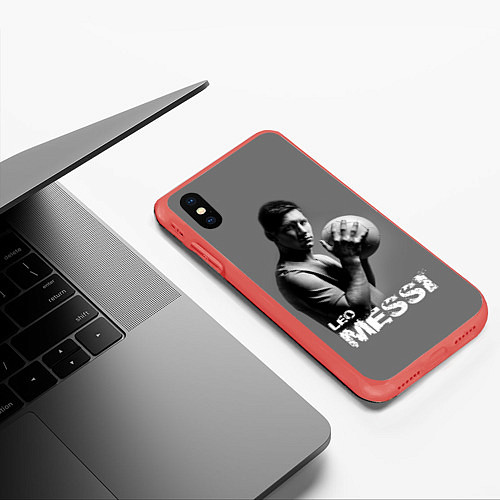 Чехол iPhone XS Max матовый Leo Messi / 3D-Красный – фото 3