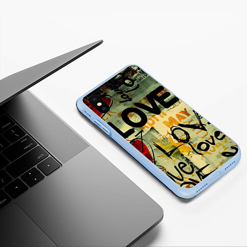 Чехол iPhone XS Max матовый Love letter / 3D-Голубой – фото 3