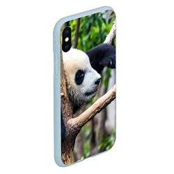 Чехол iPhone XS Max матовый Бамбуковый медведь, цвет: 3D-голубой — фото 2