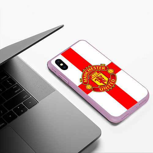 Чехол iPhone XS Max матовый Manchester Utd: England / 3D-Сиреневый – фото 3