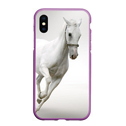 Чехол iPhone XS Max матовый Белый конь, цвет: 3D-фиолетовый