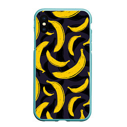 Чехол iPhone XS Max матовый Бананы, цвет: 3D-мятный