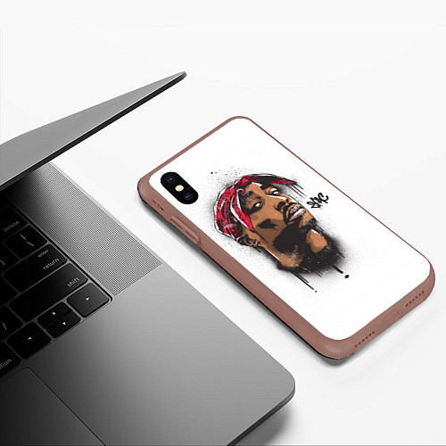 Чехол iPhone XS Max матовый 2Pac / 3D-Коричневый – фото 3