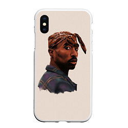 Чехол iPhone XS Max матовый Tupac Shakur, цвет: 3D-белый