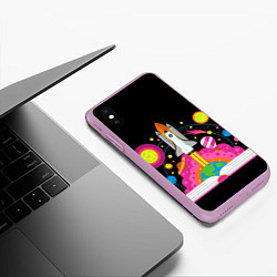 Чехол iPhone XS Max матовый Космос, цвет: 3D-сиреневый — фото 2