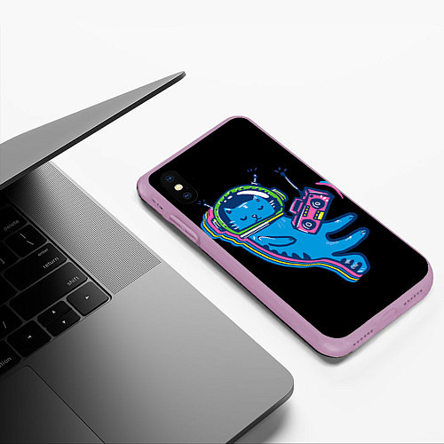 Чехол iPhone XS Max матовый Космокот 1 / 3D-Сиреневый – фото 3