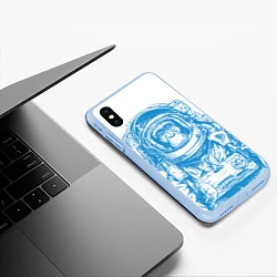 Чехол iPhone XS Max матовый Космомакака, цвет: 3D-голубой — фото 2