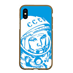 Чехол iPhone XS Max матовый Гагарин: CCCP, цвет: 3D-коричневый