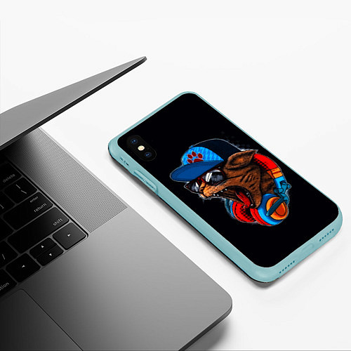 Чехол iPhone XS Max матовый Кот диджей тусовщик хипстер / 3D-Мятный – фото 3