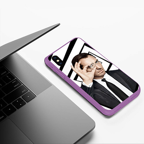Чехол iPhone XS Max матовый Джуд Лоу / 3D-Фиолетовый – фото 3